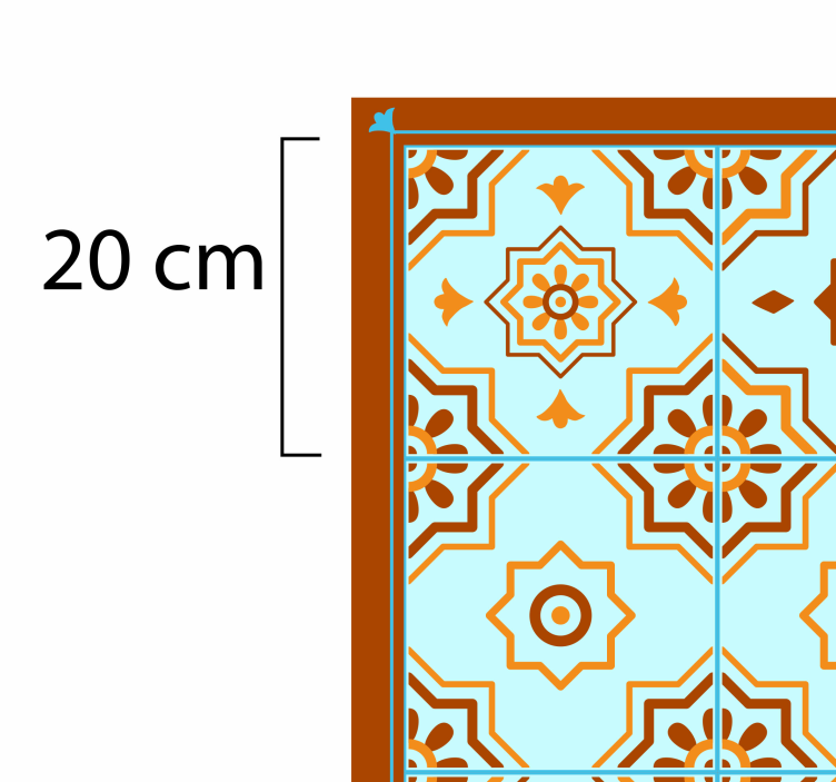 Vinylový koberec z oranžovej a modrej mozaikovej dlaždice - Tenstickers