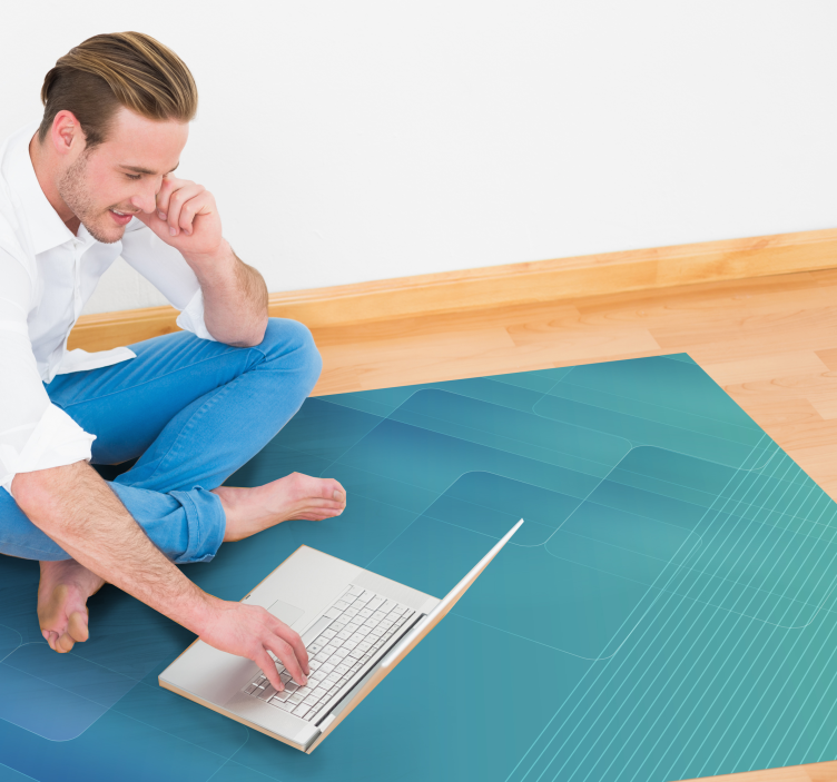 Abstraktný modro-biely digitálny moderný koberec - Tenstickers