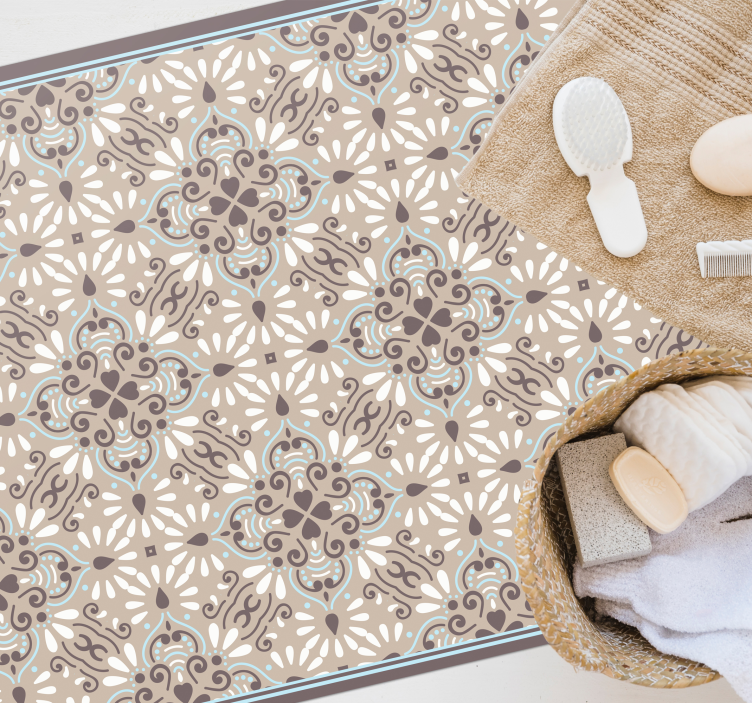 Koberec z vinylového koberca z béžovej bielej mozaiky - Tenstickers