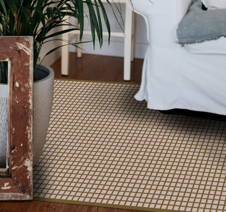 Béžové štvorce geometrická vinylová podlahová rohož - Tenstickers