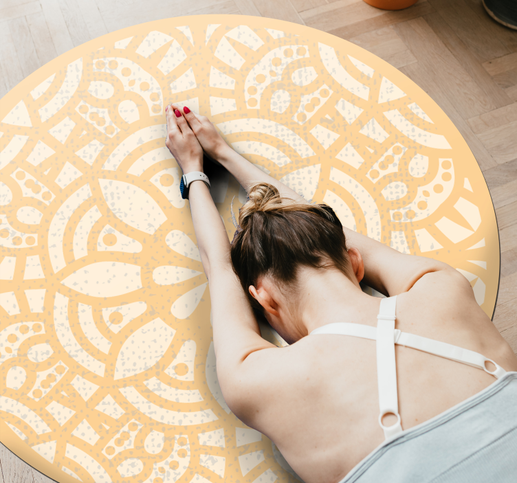 Vinylový koberec béžový kruh severský koberec - Tenstickers