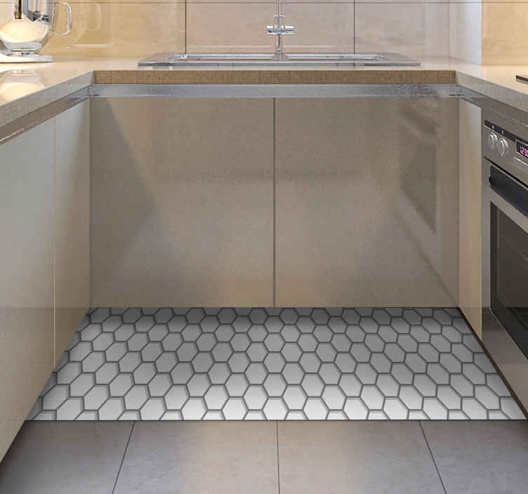 Biele šesťhranné dlaždice kuchynské podlahové dlaždice - Tenstickers