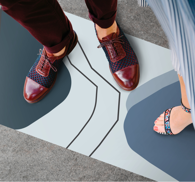 Biely a modrý abstraktný dizajnový minimálny koberec - Tenstickers