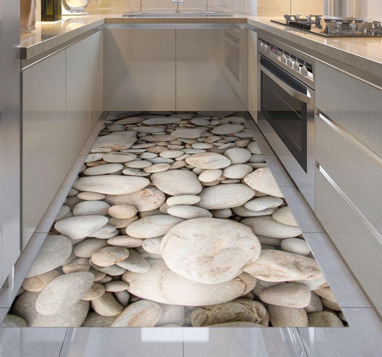 Biely malý kameň kuchynský vinylový koberec - Tenstickers