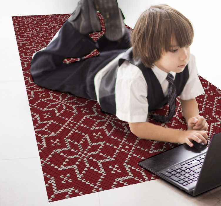 Vianočný vinylový koberec červeno-biela snehová vločka - Tenstickers