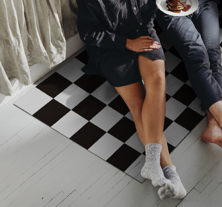 čiernobiele dlaždice vintage koberec - Tenstickers