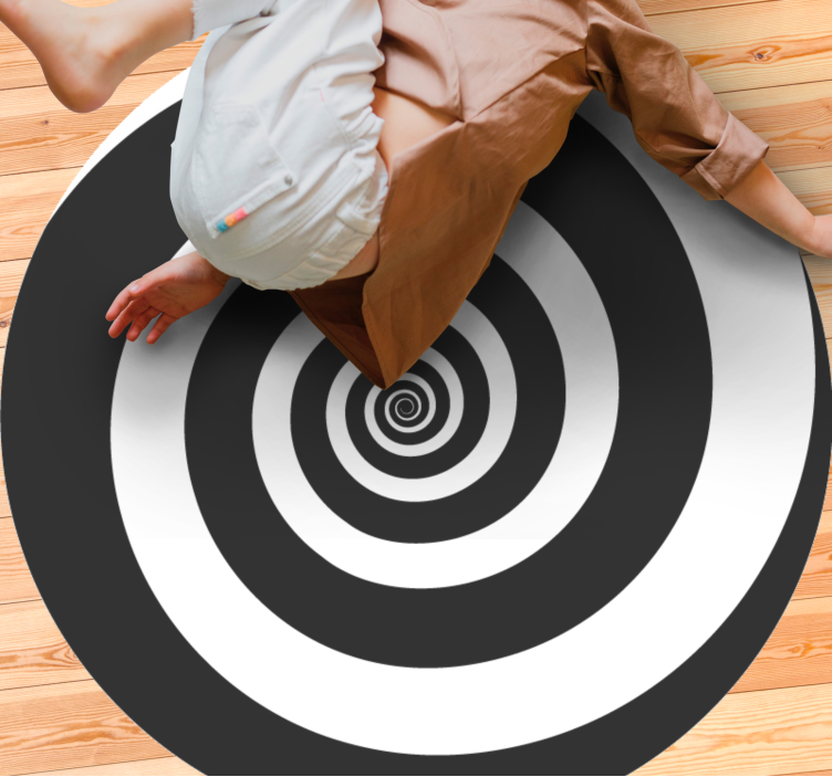 čiernobiely hypnotický retro teen vinylový koberec - Tenstickers