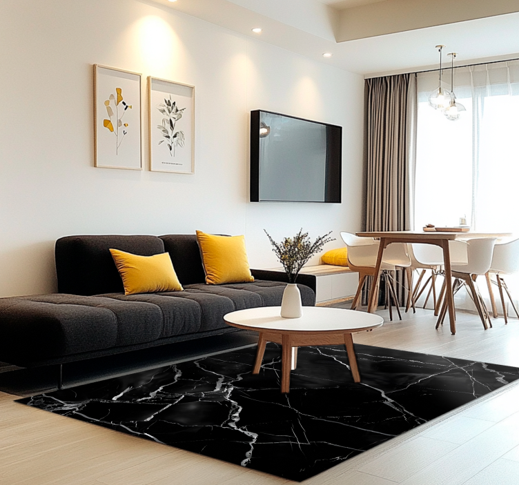 čierny vinylový koberec imitácia mramoru - Tenstickers