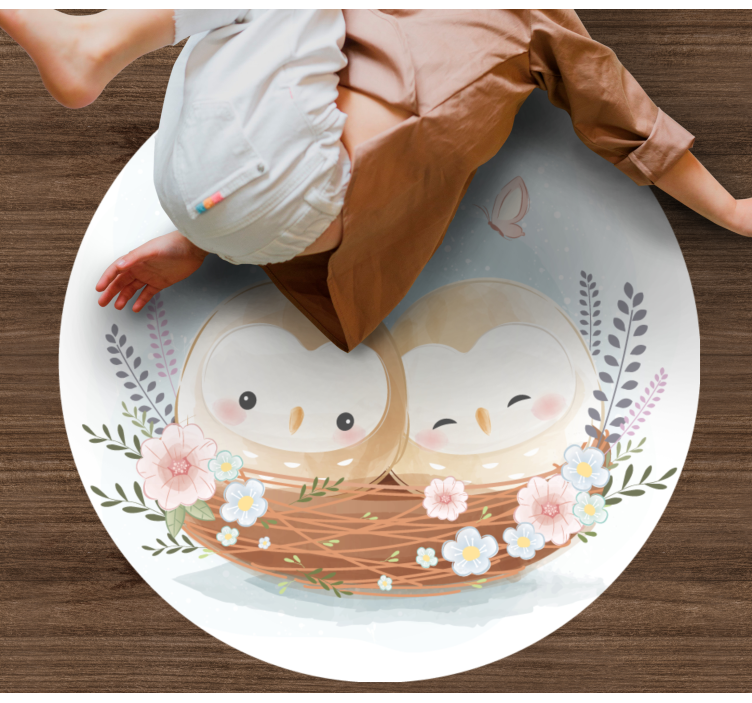 Detský koberec do sovy a kvetov - Tenstickers