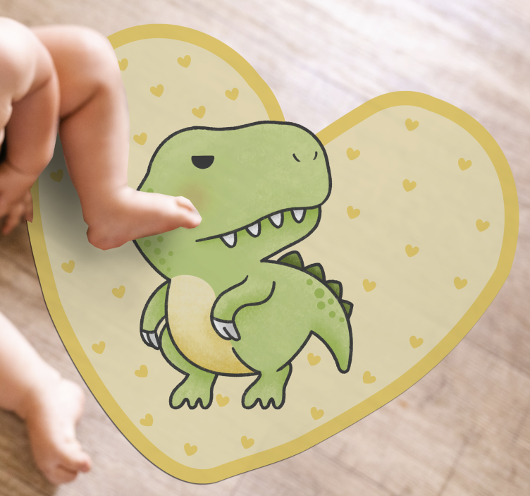 detský vinylový koberec dinosaurus v tvare srdca - Tenstickers