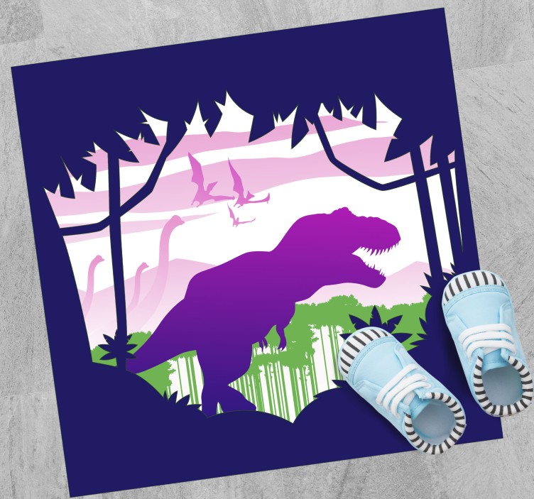 Detský vinylový koberec fialový dinosaurus - Tenstickers