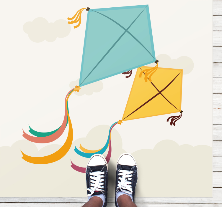 detský vinylový koberec ilustrácie lietania drakov - Tenstickers