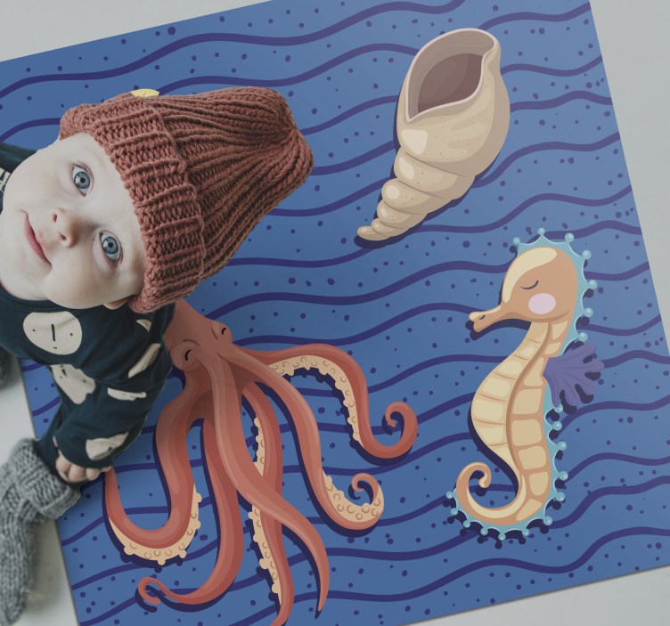 detský vinylový koberec morské zvieratá čas na hranie - Tenstickers