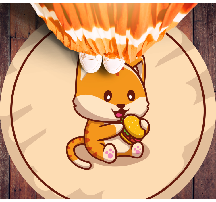 detský vinylový koberec mačiatko so sendvičom - Tenstickers