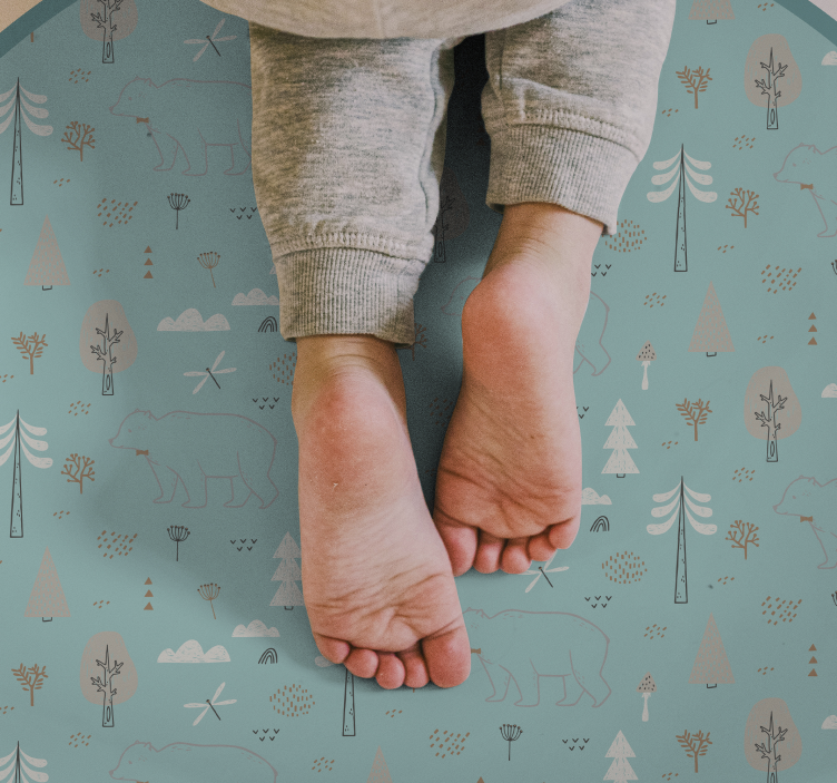 Detský vinylový koberec s geometrickým lesným vzorom - Tenstickers