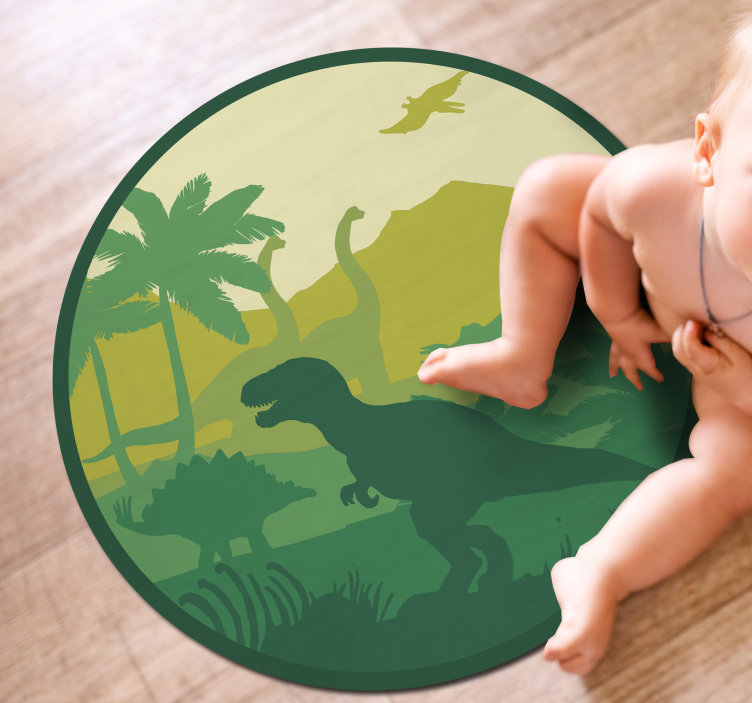 Vinylový koberec pre bábätko dobrodružstvo dinosaurov - Tenstickers