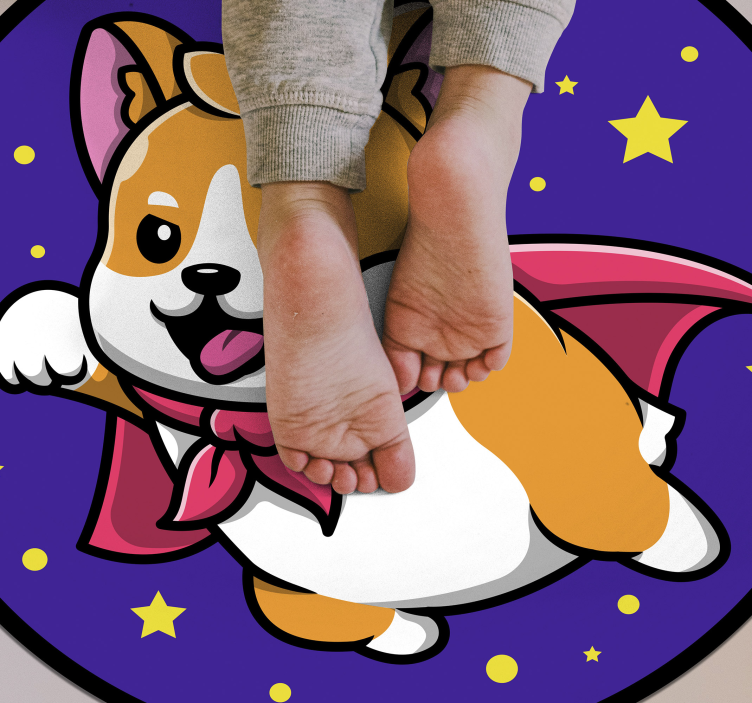 detský vinylový koberec superhrdina corgi - Tenstickers