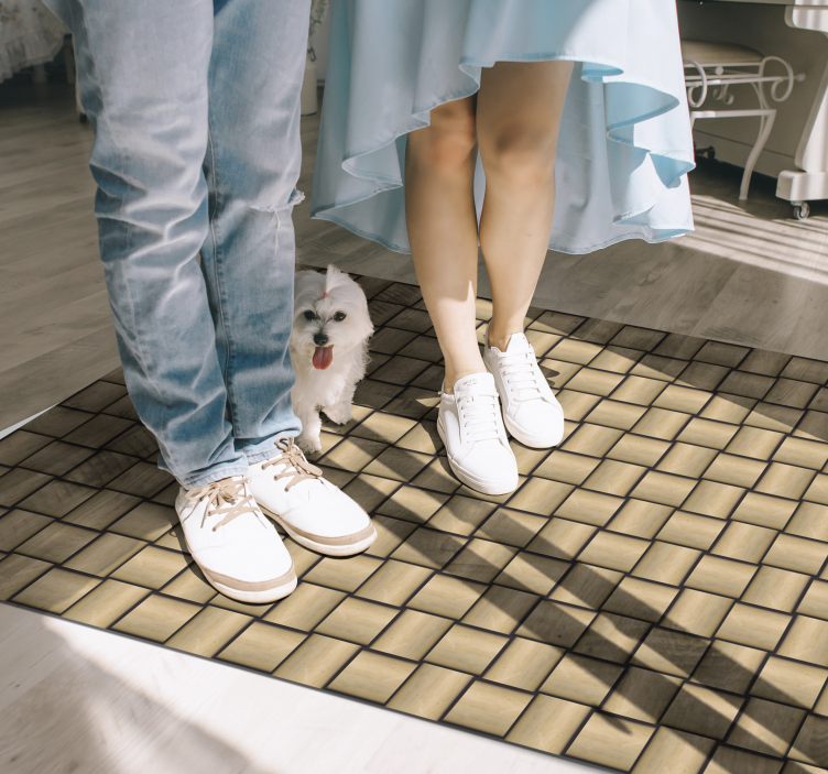 Vinylový koberec z drevených dosiek kruhového tvaru s efektom dre - Tenstickers