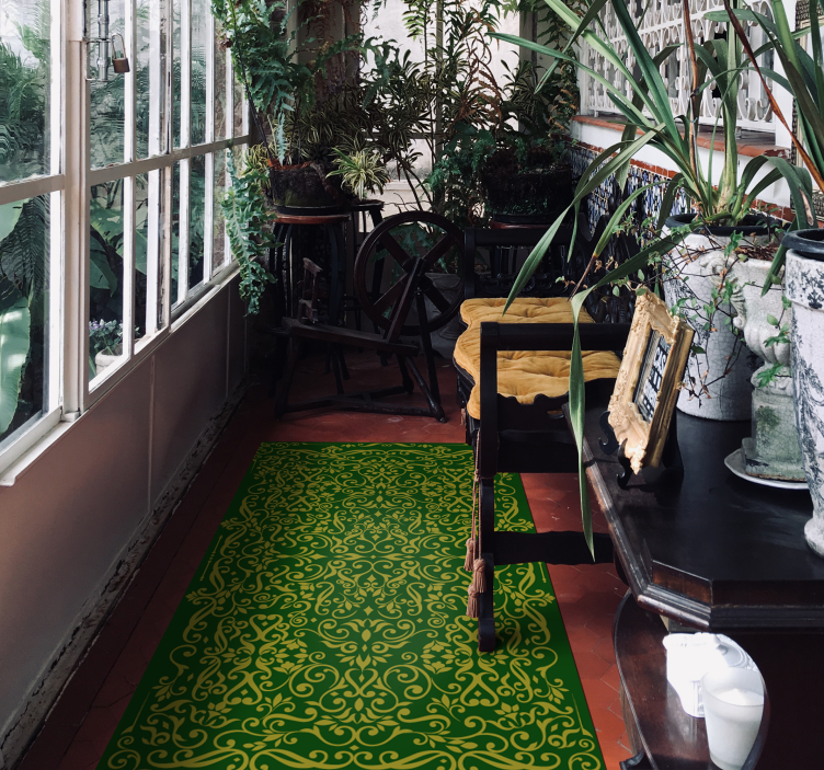 Elegantné ozdoby zelený moderný koberec - Tenstickers