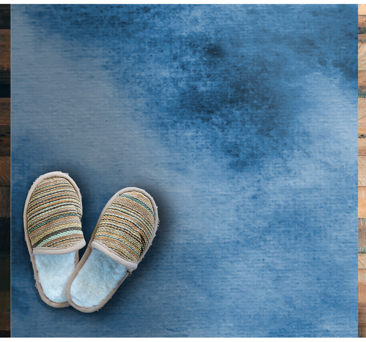 Elegantný modrý akvarelový štvorcový vinylový koberec - Tenstickers