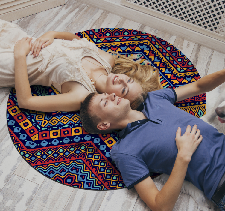 Okrúhly vzor etnický vinyl koberec - Tenstickers