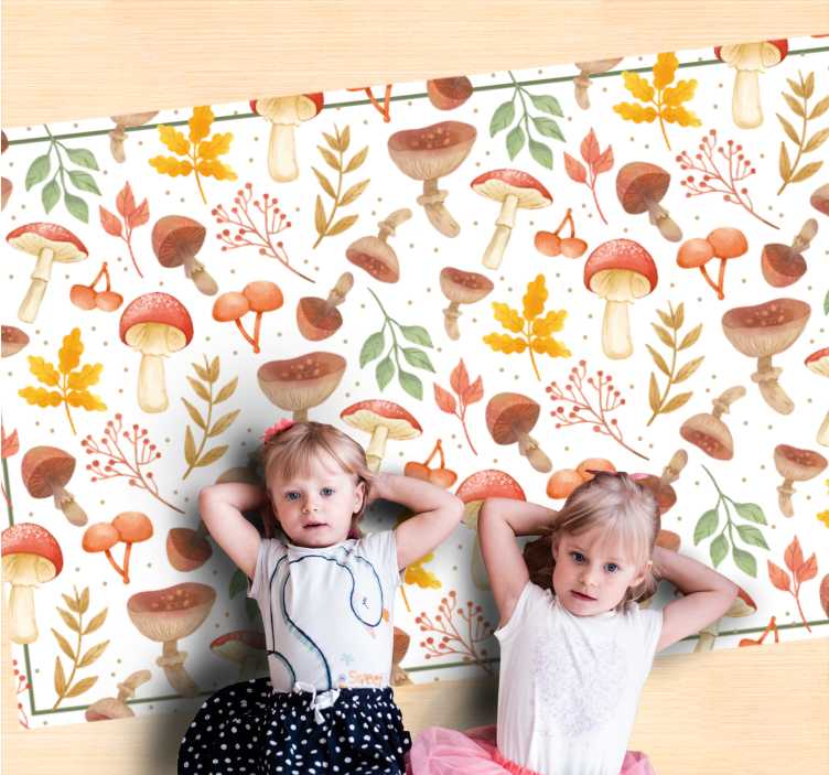 Farebný hríbový list vzor kvetinový koberec - Tenstickers