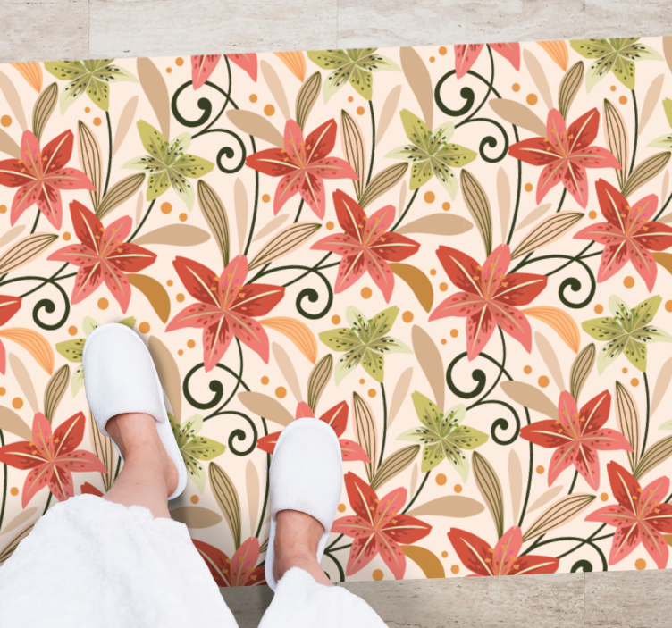 Farebný vintage ľaliový kvetinový koberec - Tenstickers