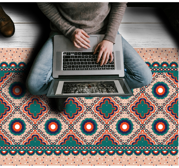 Geometrický kvetinový boho vzor spálne koberec - Tenstickers