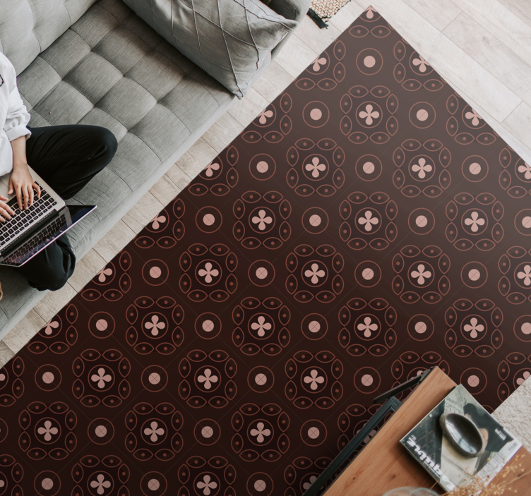 Hnedý vzor mandaly vinylový koberec - Tenstickers