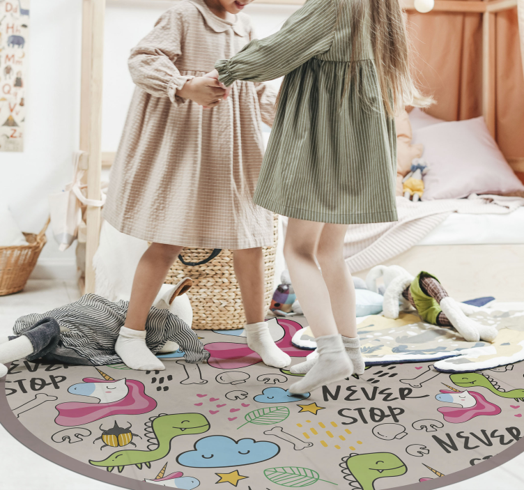 Huba dinosaura jednorožca s vlastnými textami koberca - Tenstickers