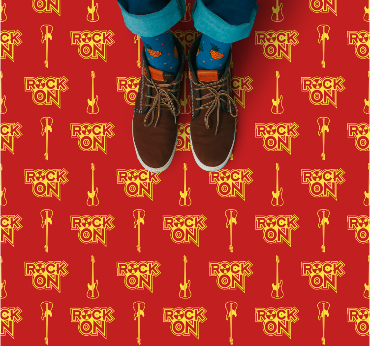 Hudobný vzor retro gitary, hranatý vinylový koberec - Tenstickers