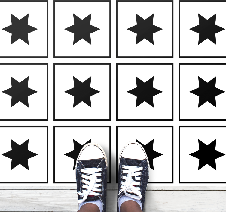 hviezdy vinylový koberec čiernobiely motív - Tenstickers