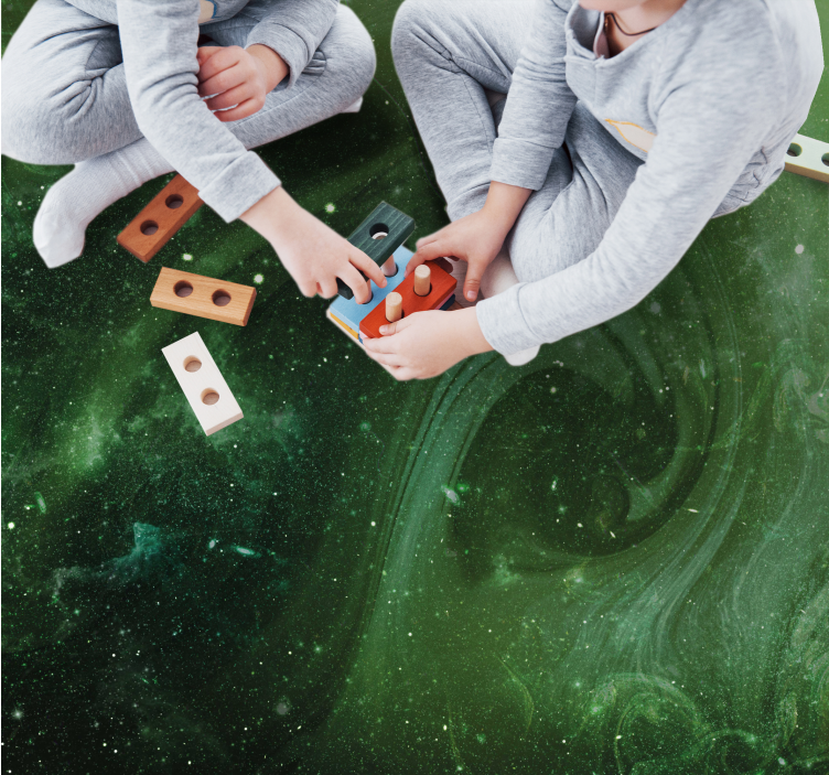 hviezdy vinylový koberec kozmický zelený vír - Tenstickers