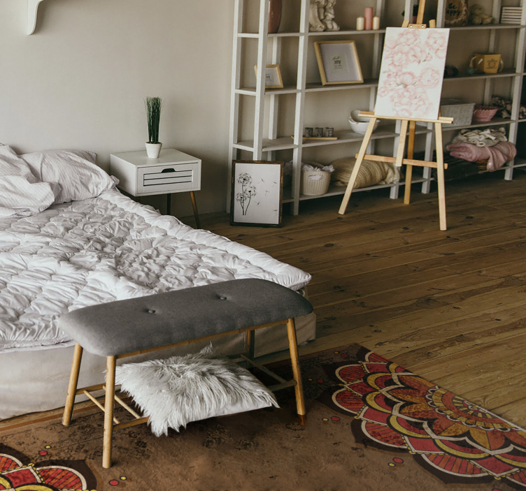 Jesenná polovica mandál vinylový koberec mandala - Tenstickers