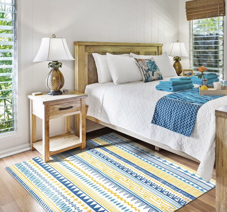 Kmeňový modrý vzor etnický koberec - Tenstickers