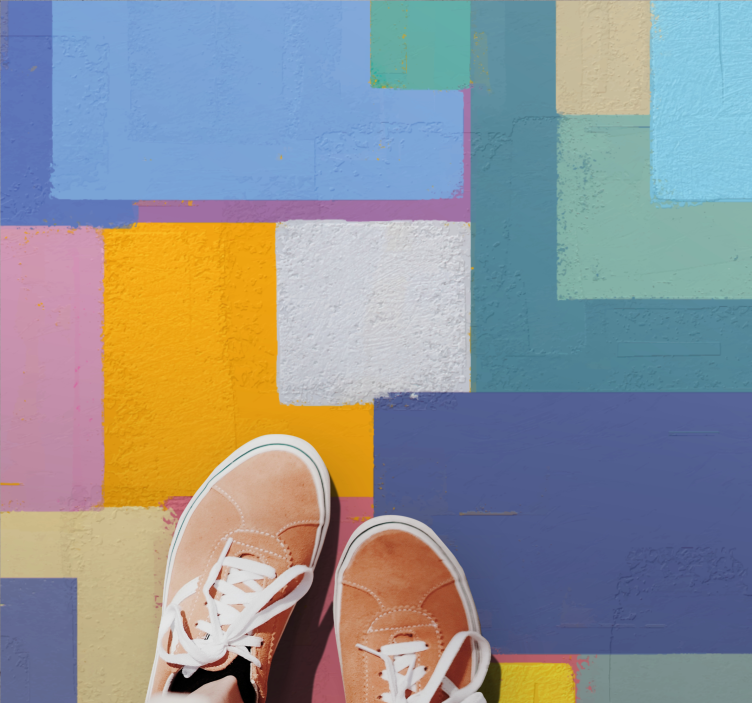 Vinylový koberec na abstraktné maľovanie farebných štvorcov - Tenstickers