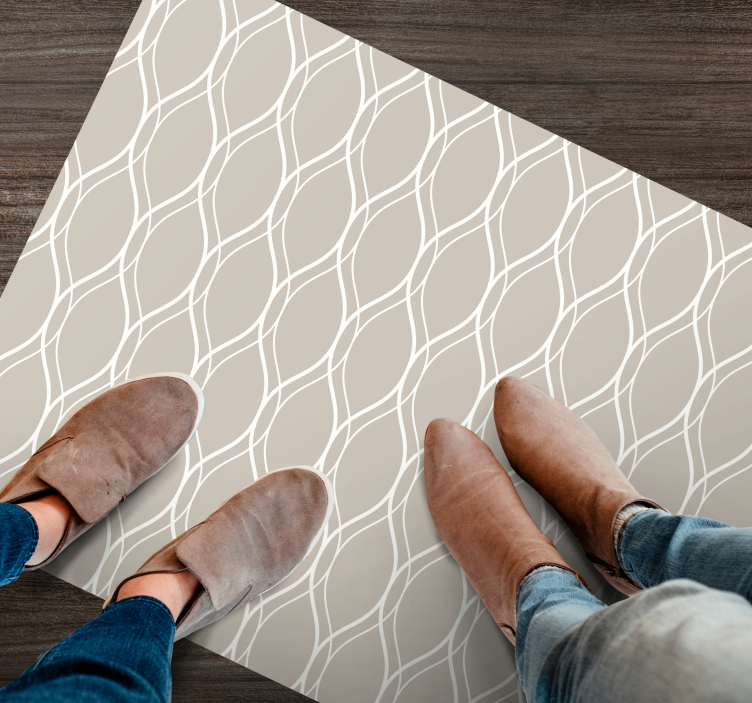 Koberec béžovej farby s bielymi čiarami - Tenstickers