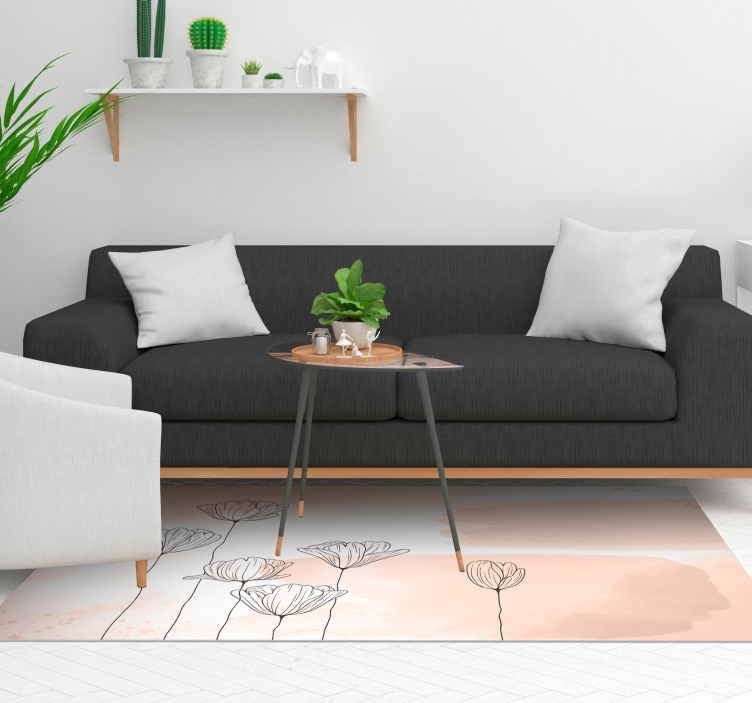 Vinylový koberec kreslené kvety na ružovej - Tenstickers