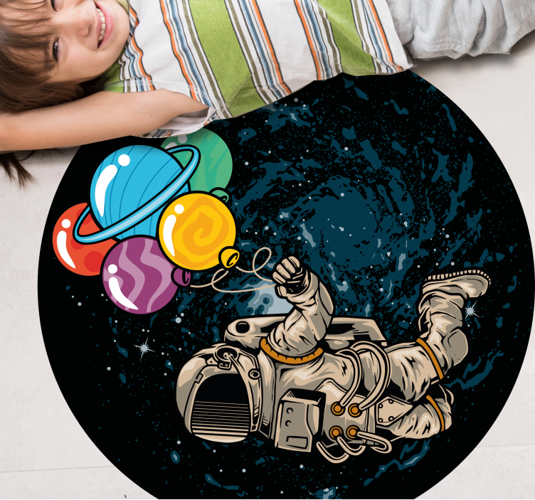 Astronaut plávajúci vo vesmíre s kobercom z balónov - Tenstickers