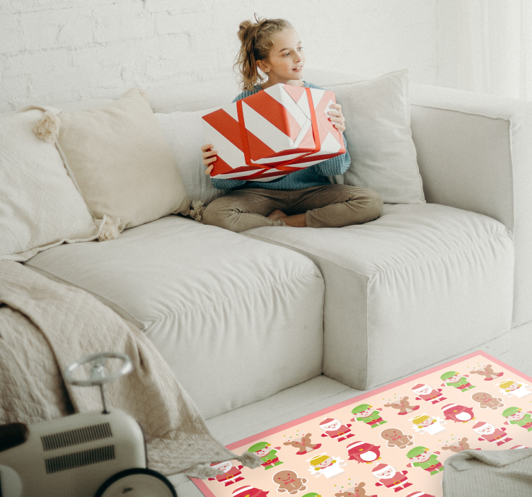 Kreslený vianočný vinylový koberec sobov a škriatkov - Tenstickers