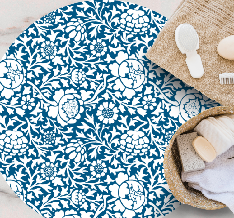 Kruhový koberec z morskej modrej flóry - Tenstickers