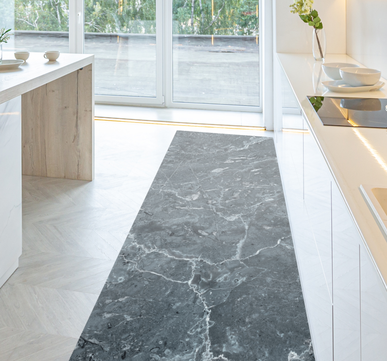 Kuchynský vinylový koberec zo sivého mramoru - Tenstickers