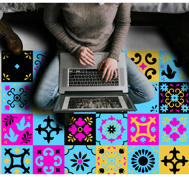 Kvet farebné dlaždice kuchynské podlahové dlaždice - Tenstickers