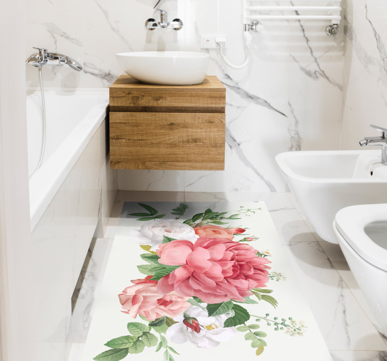 Kvetinový a ružový kvetinový vinylový koberec - Tenstickers