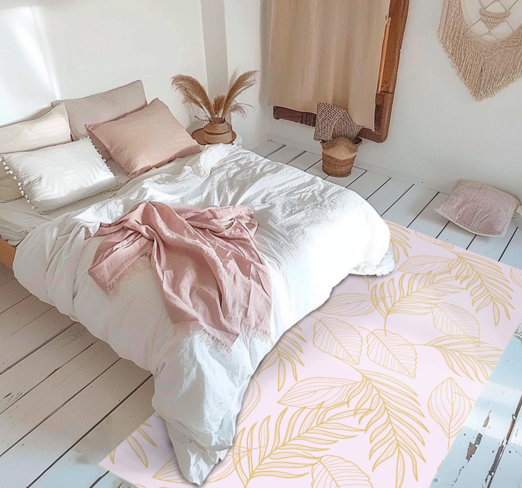 Kvetinový koberec so zlatým vzorom listov "boho". - Tenstickers