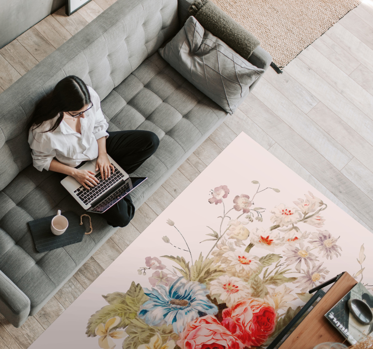 Pivonka zväzok kvetinová výzdoba koberca - Tenstickers