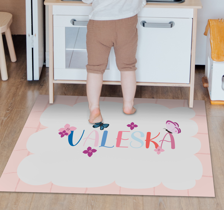 Kvetinový vinylový koberec s menom - Tenstickers