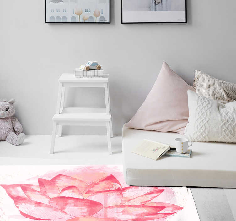 Lotosový kruhový akvarelový kvetinový koberec - Tenstickers
