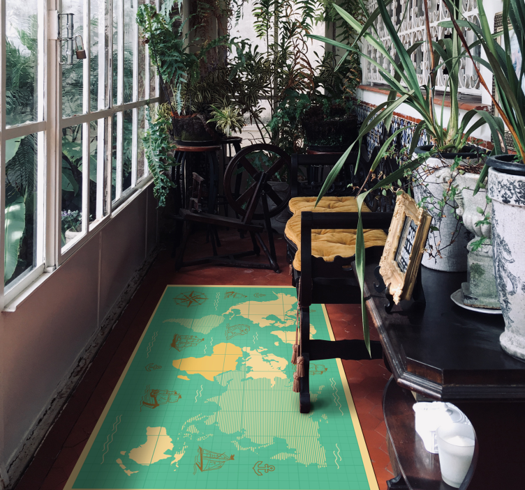 Mapa sveta s vinylovým kobercom člnov - Tenstickers