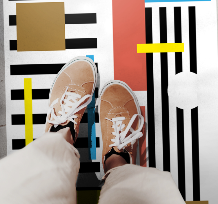 moderný vinylový koberec farebné pruhované vzory - Tenstickers